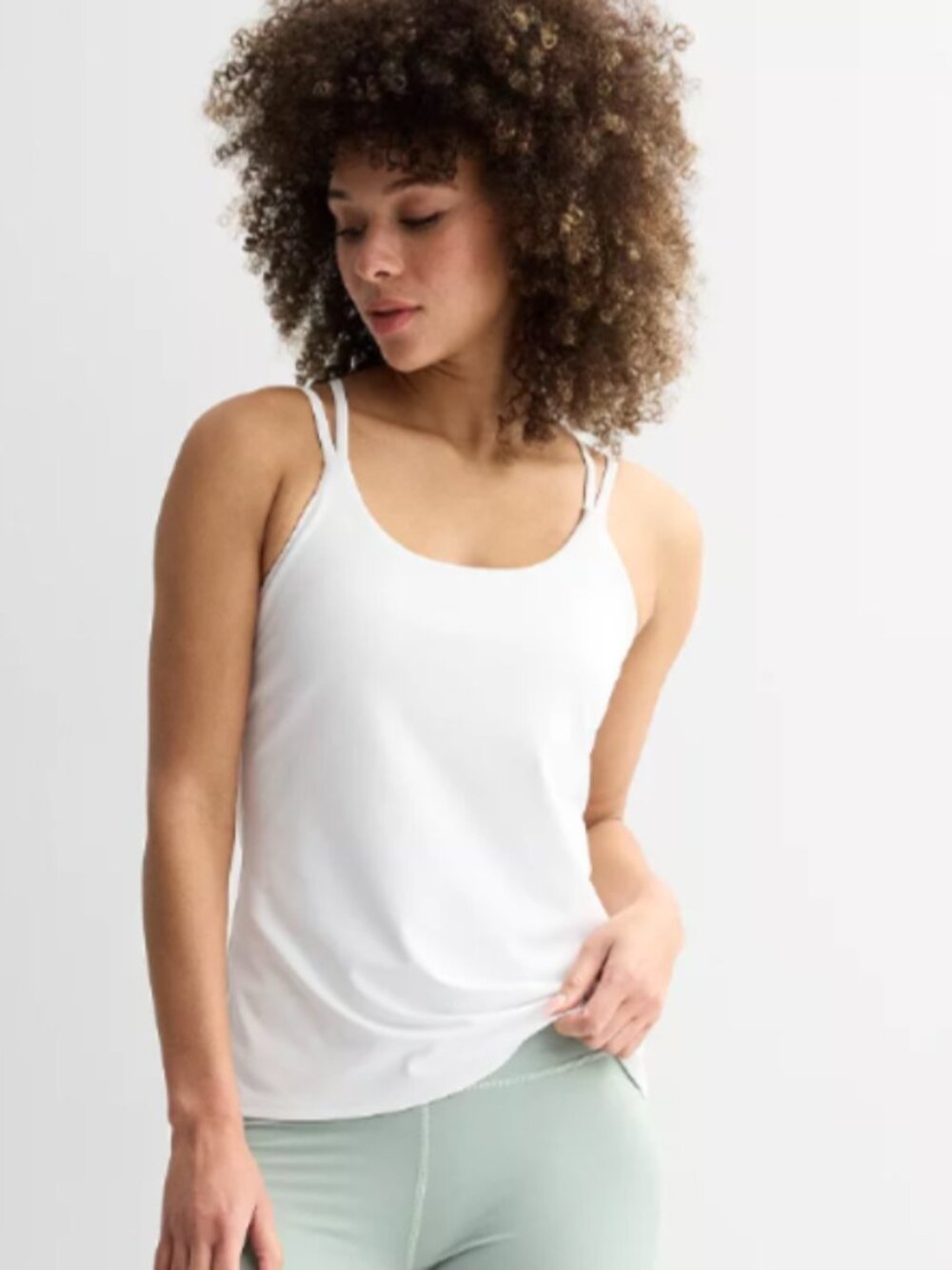 TEK Gear Ultra stretch Strappy Bra Tank Top Women's Size Small White Scoop NECK